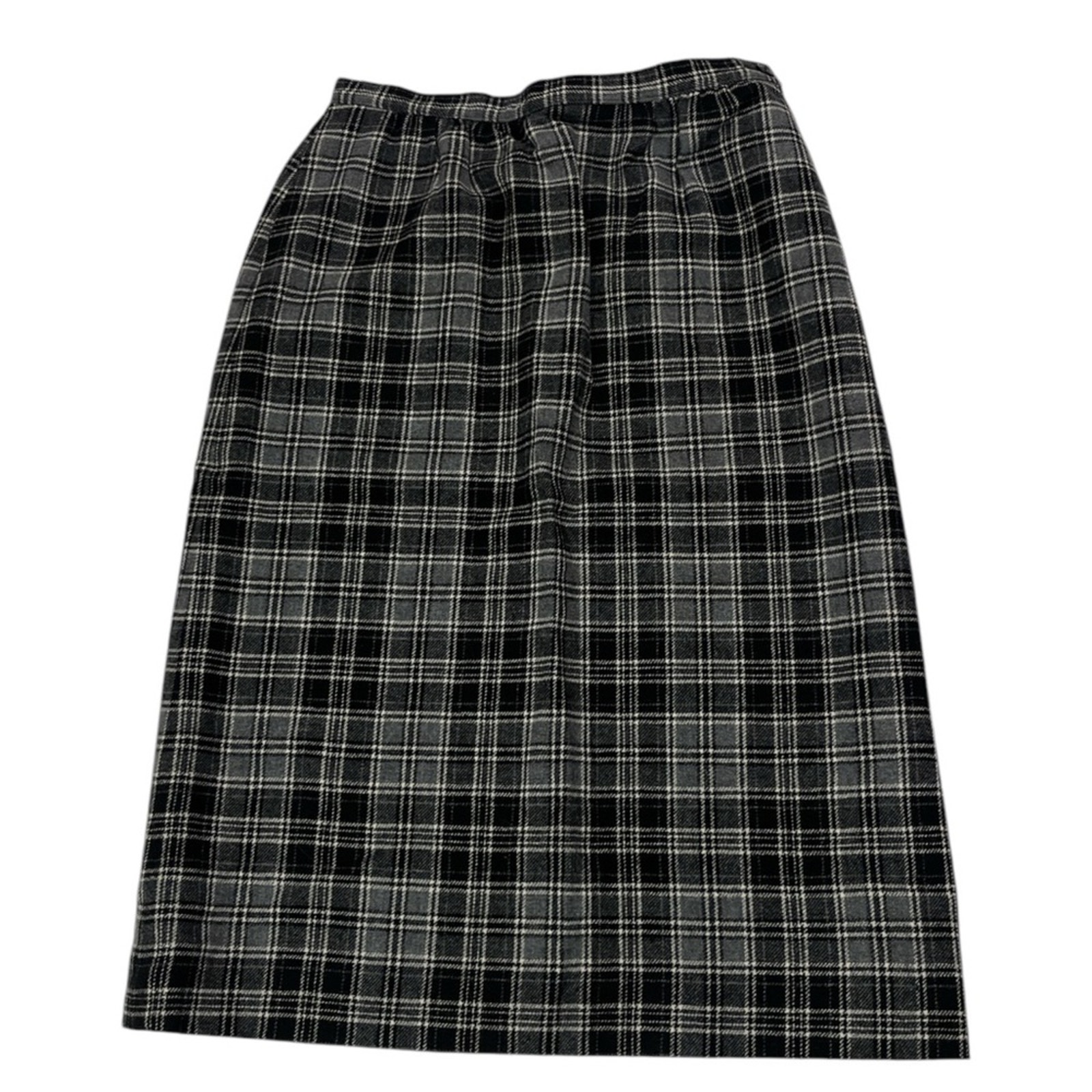 Vintage Pendleton Plaid Lined Flannel Midi Pencil Skirt Size 12 Virgin Wool
