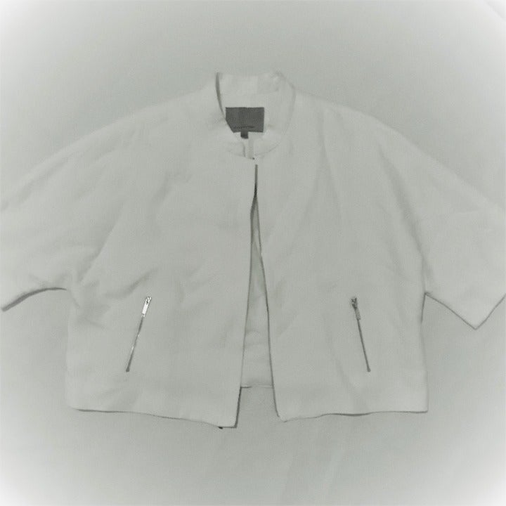 CLASSIQUES ENTIER White Blazer Top Ponte Jacket Size Medium Cotton Viscose EUC