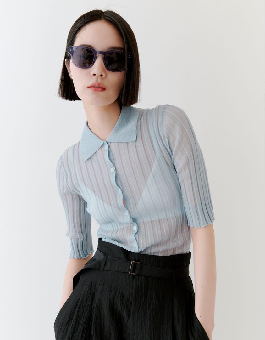 Bluelea Silky Jacquard Balloon Top Blouse