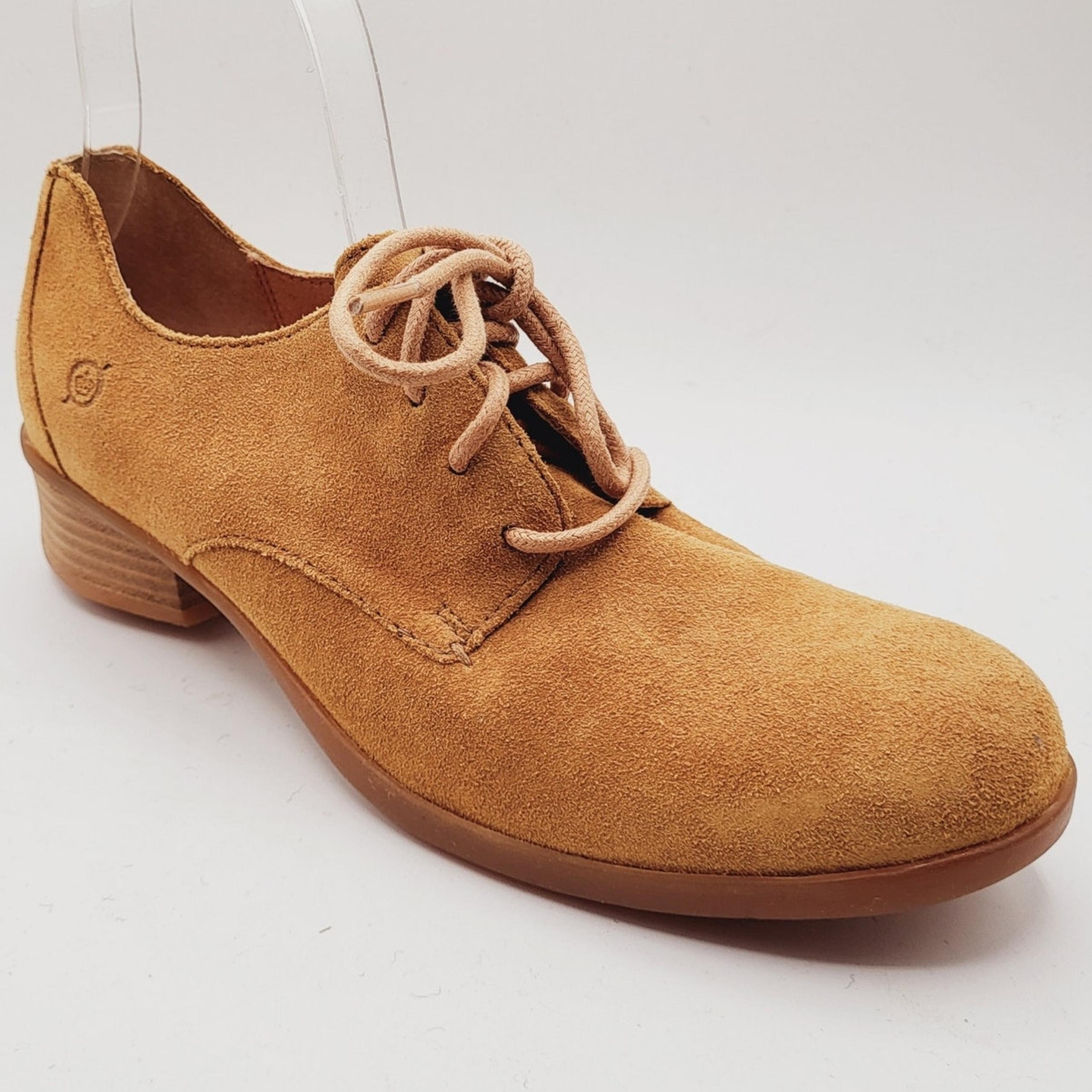 Born Mott Oxfords Caramel Tan Suede Lace Up NWOT Women's Size 8.5