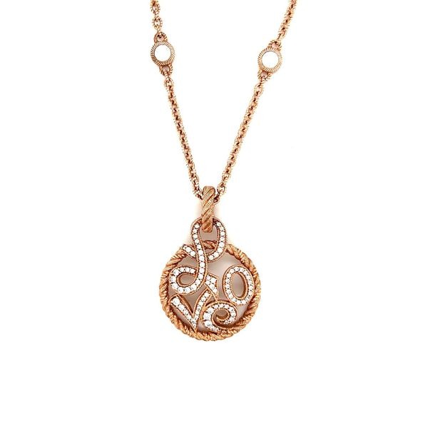 Judith Ripka 925 Rose Gold Love Cz Necklace