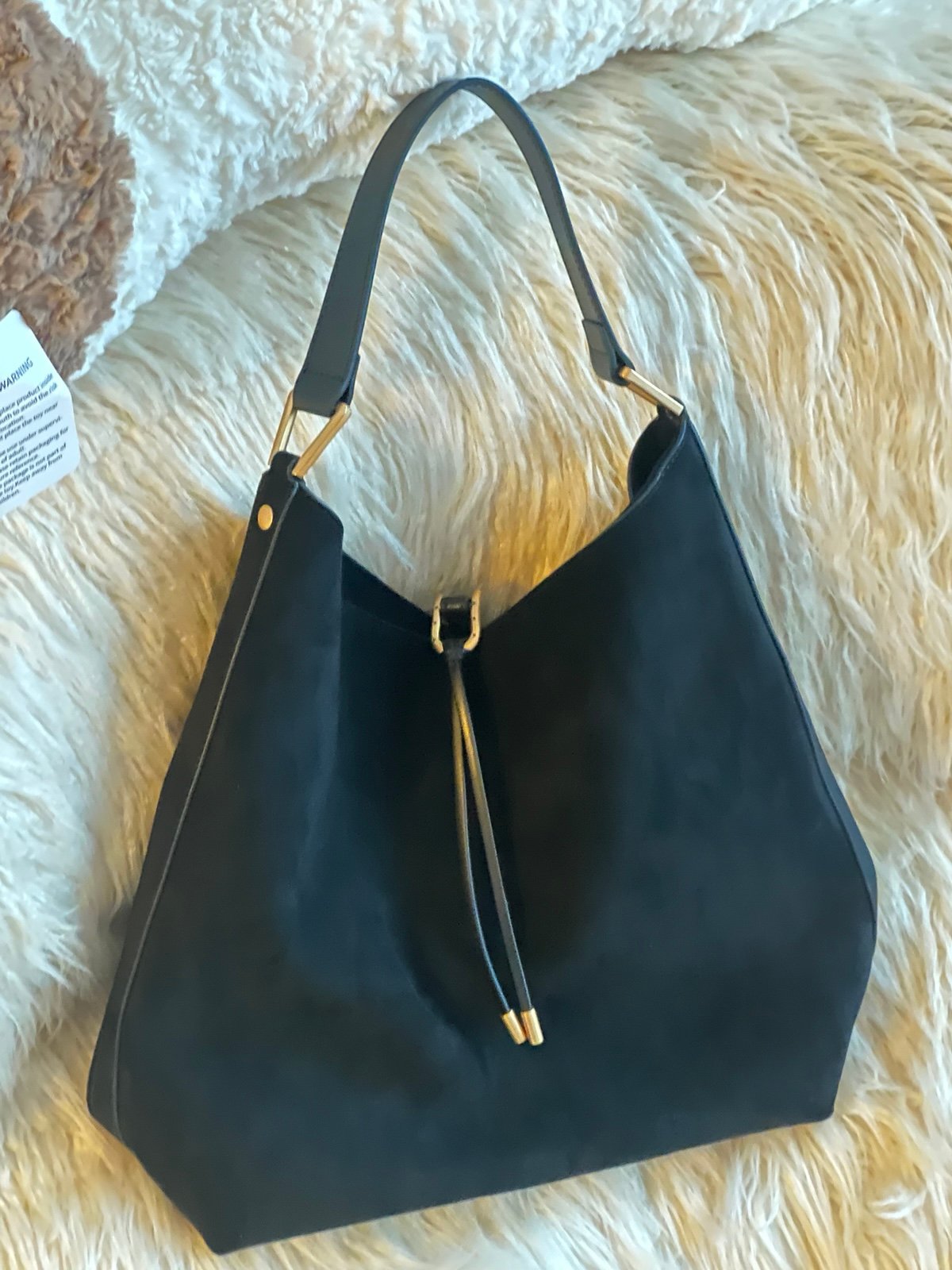 JW Pei Aria Faux Suede Shoulder Bag - Black