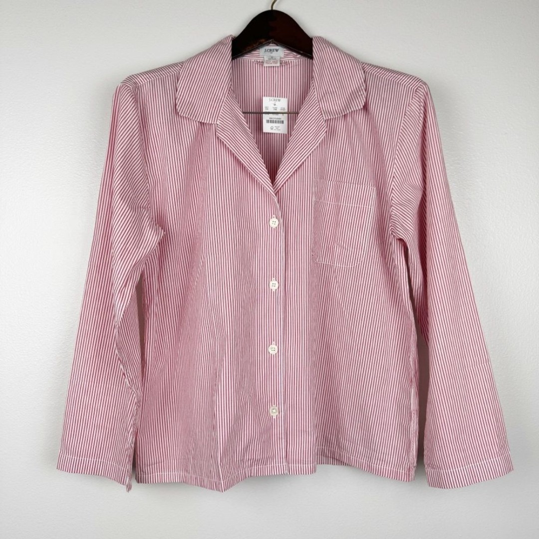 J. Crew Long Sleeve Striped Cotton Poplin Top Size S NWT