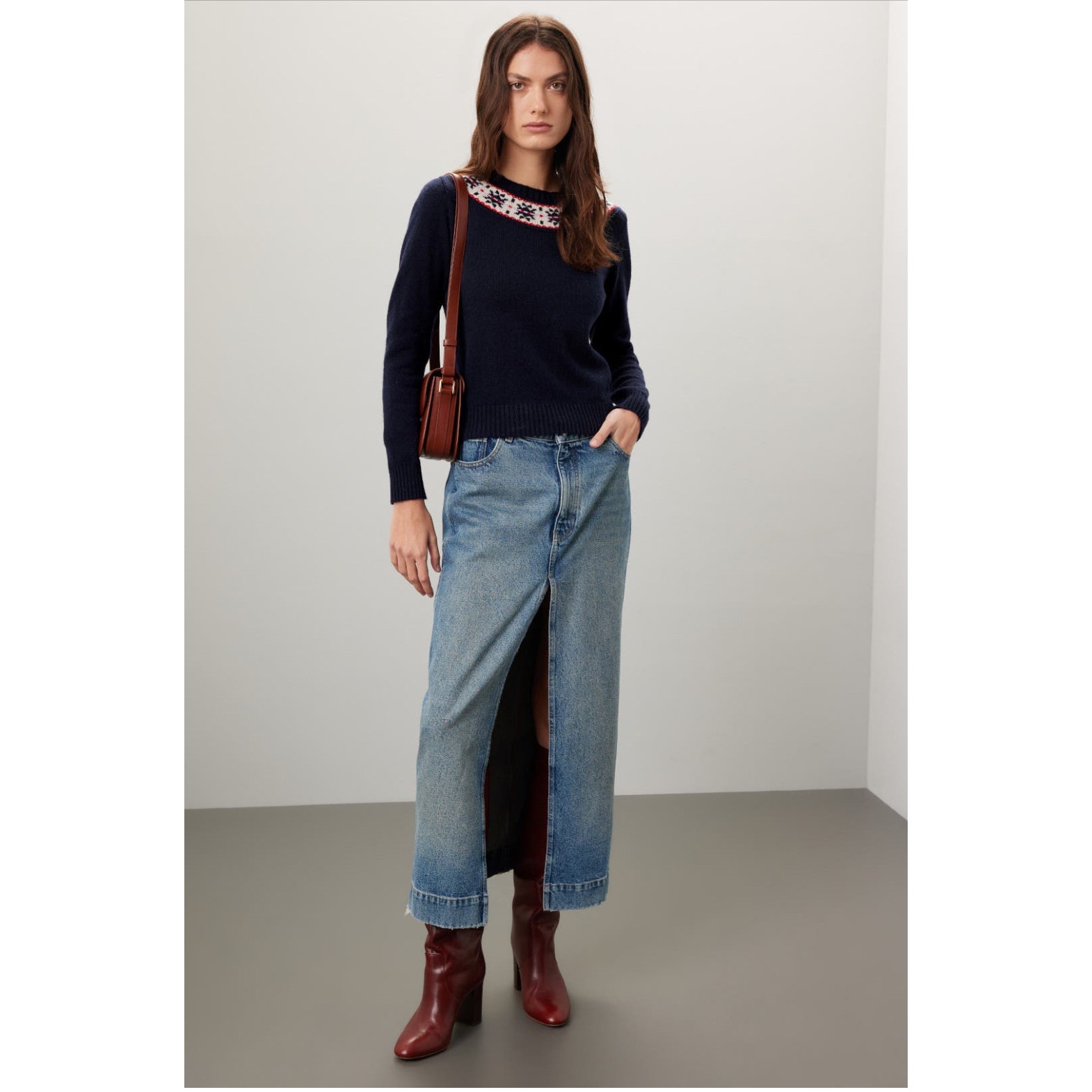 A.P.C. Michelle Sweater Navy Red Fair Isle Retail 325