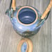 Stoneware Pottery Tea Pot Bamboo Handle Unbranded Pre-loved Blue/Green Coloring