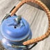 Stoneware Pottery Tea Pot Bamboo Handle Unbranded Pre-loved Blue/Green Coloring