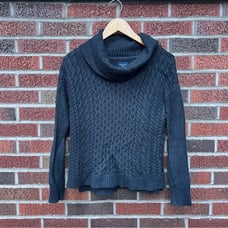American Eagle Dark Gray Cable Knit Cowl Neck Chunky Knit Sweater