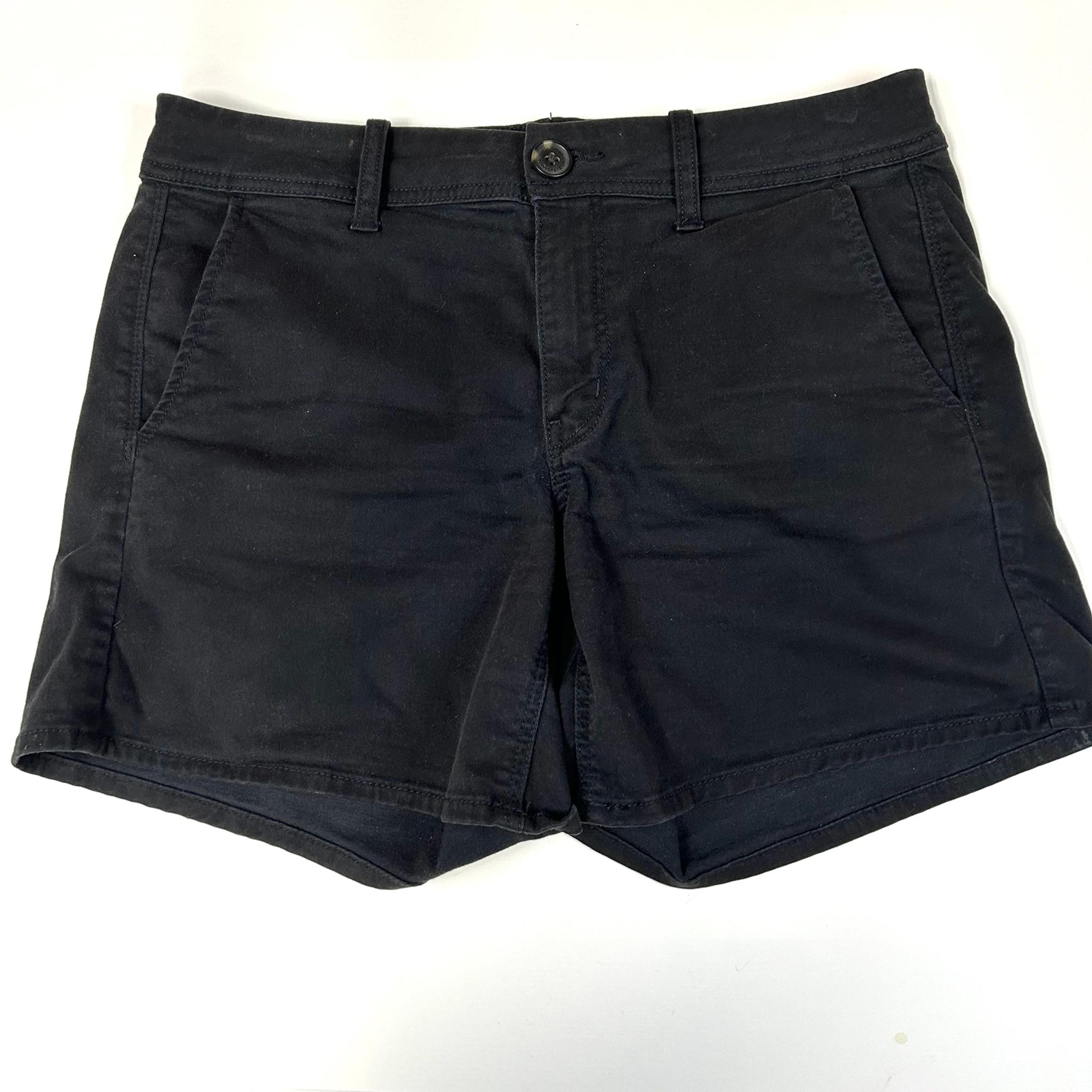 American Eagle Women’s Size 8 Midi Short Shorts Chino Solid Black Stretch #2501