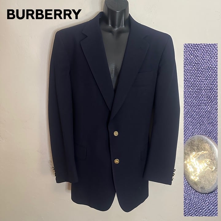 Burberry Custom Navy Blazer 44R no size tag Brass logo buttons Gently worn