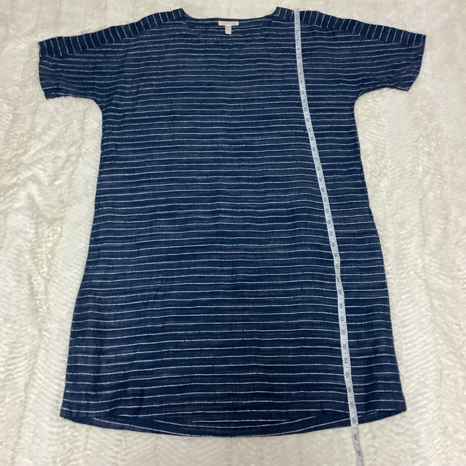 Eileen Fisher Organic Linen Delave Pinstripe Linen Dress Size Xs Organic Linen