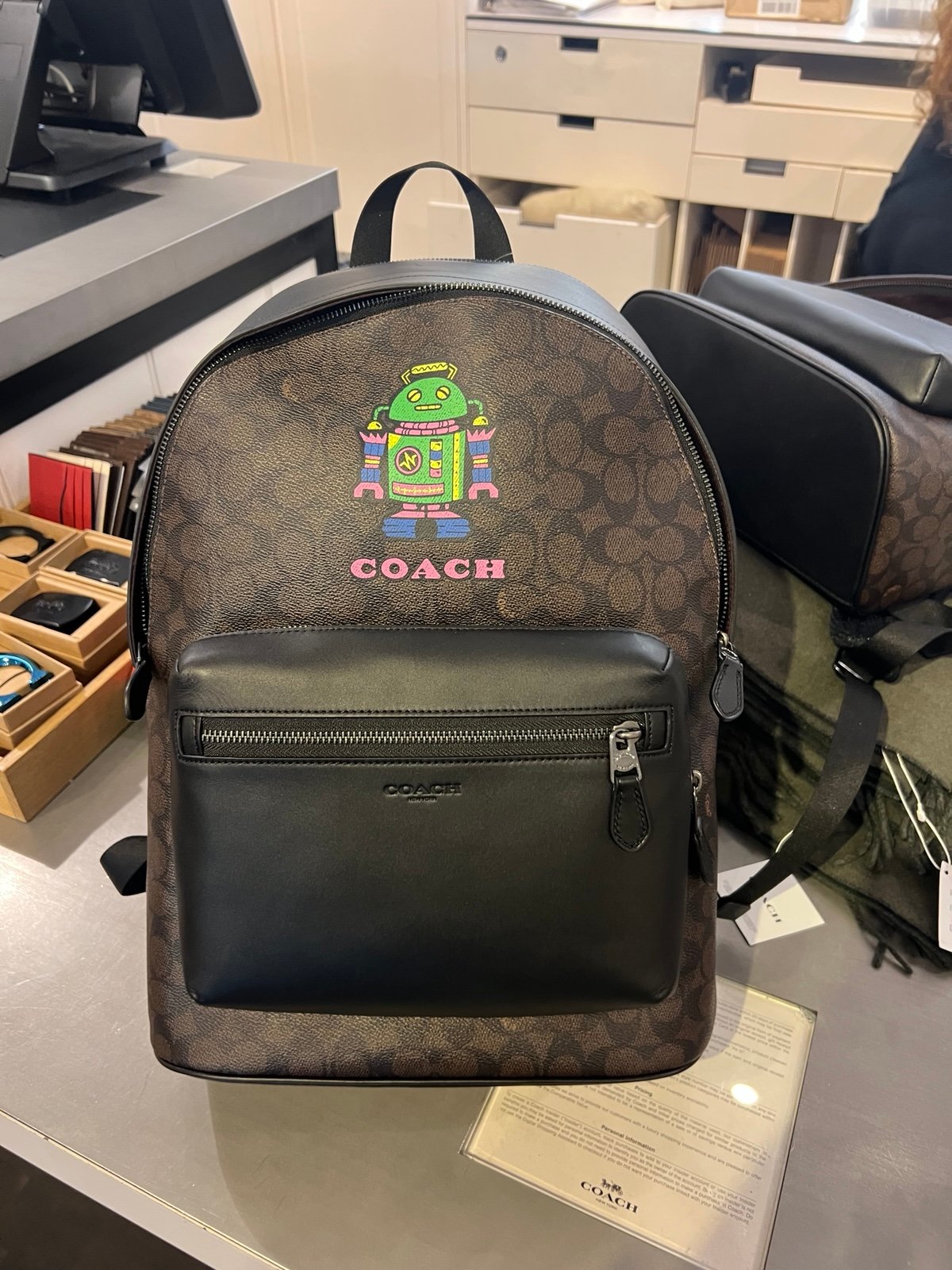 CW326 Cosmic Coach West Backpack In Signature Canvas With Robot Print