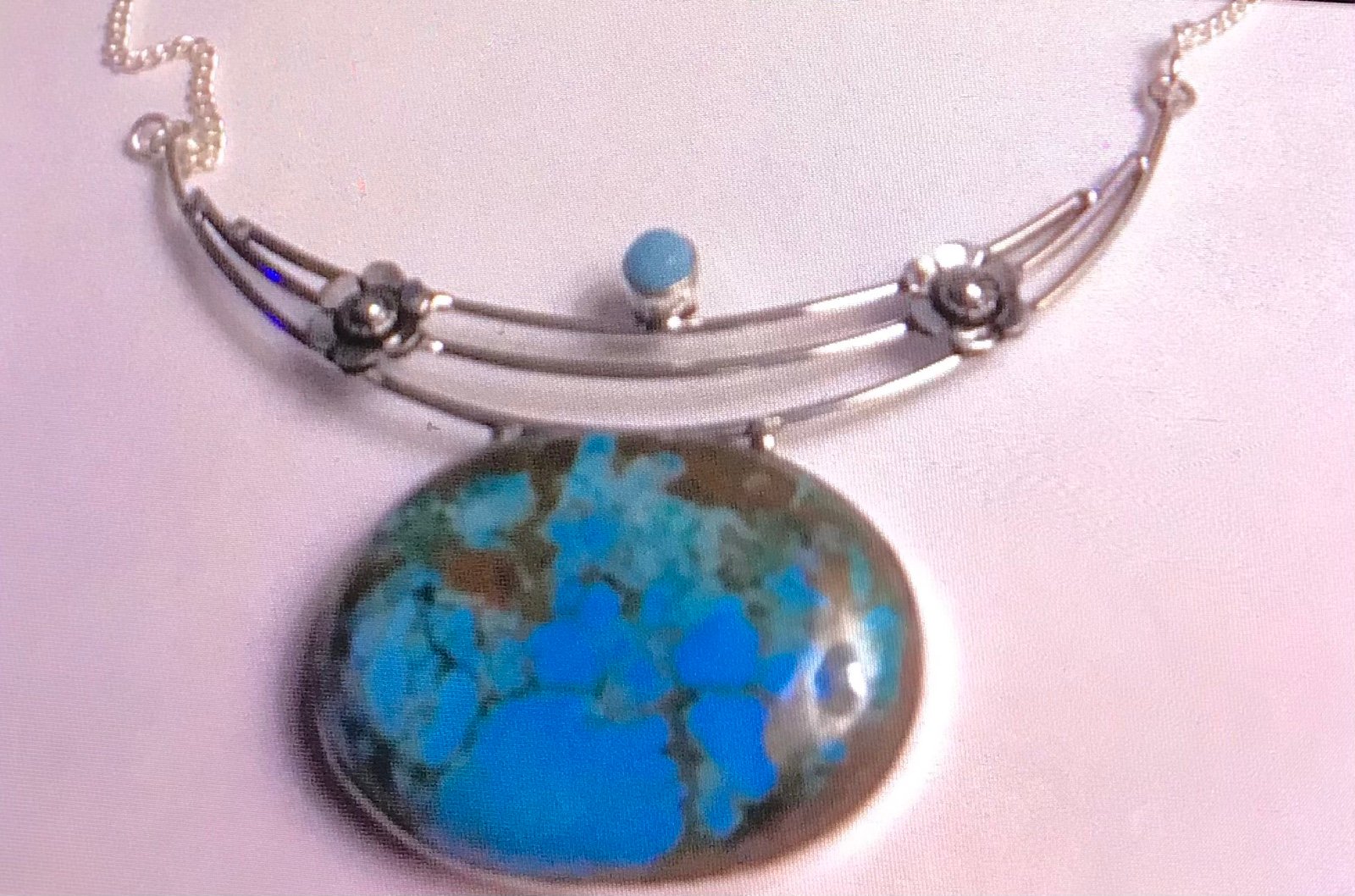 Turquoise Larimar 925 Sterling Silver Necklace