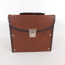 45 rpm Record Carrying Case Vintage Side Clasp Brown Plastic Handle FLAW