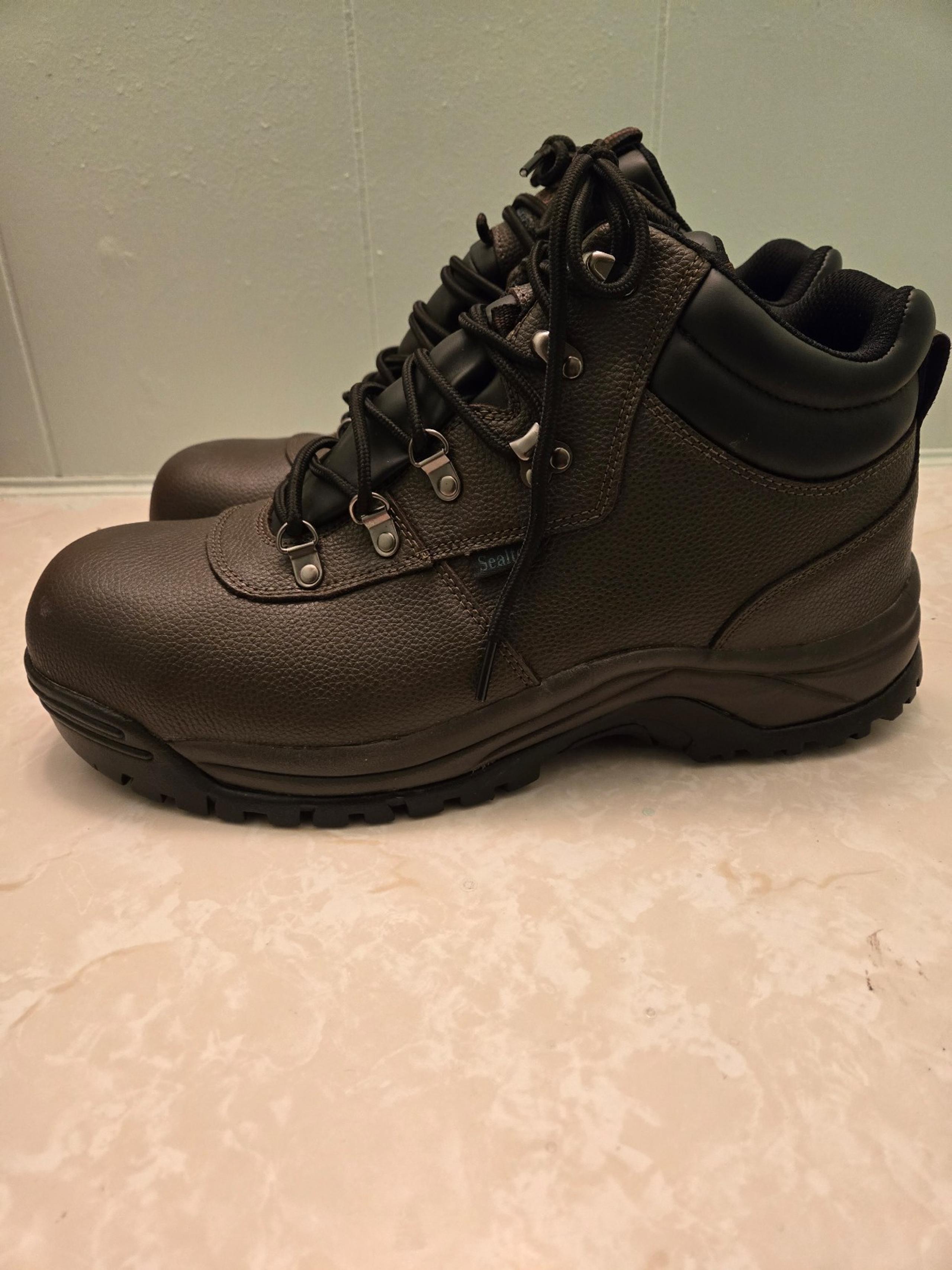 Propet Shield Walker Brown Waterproof Composite Toe Boots Mens Sz 14 W (E)