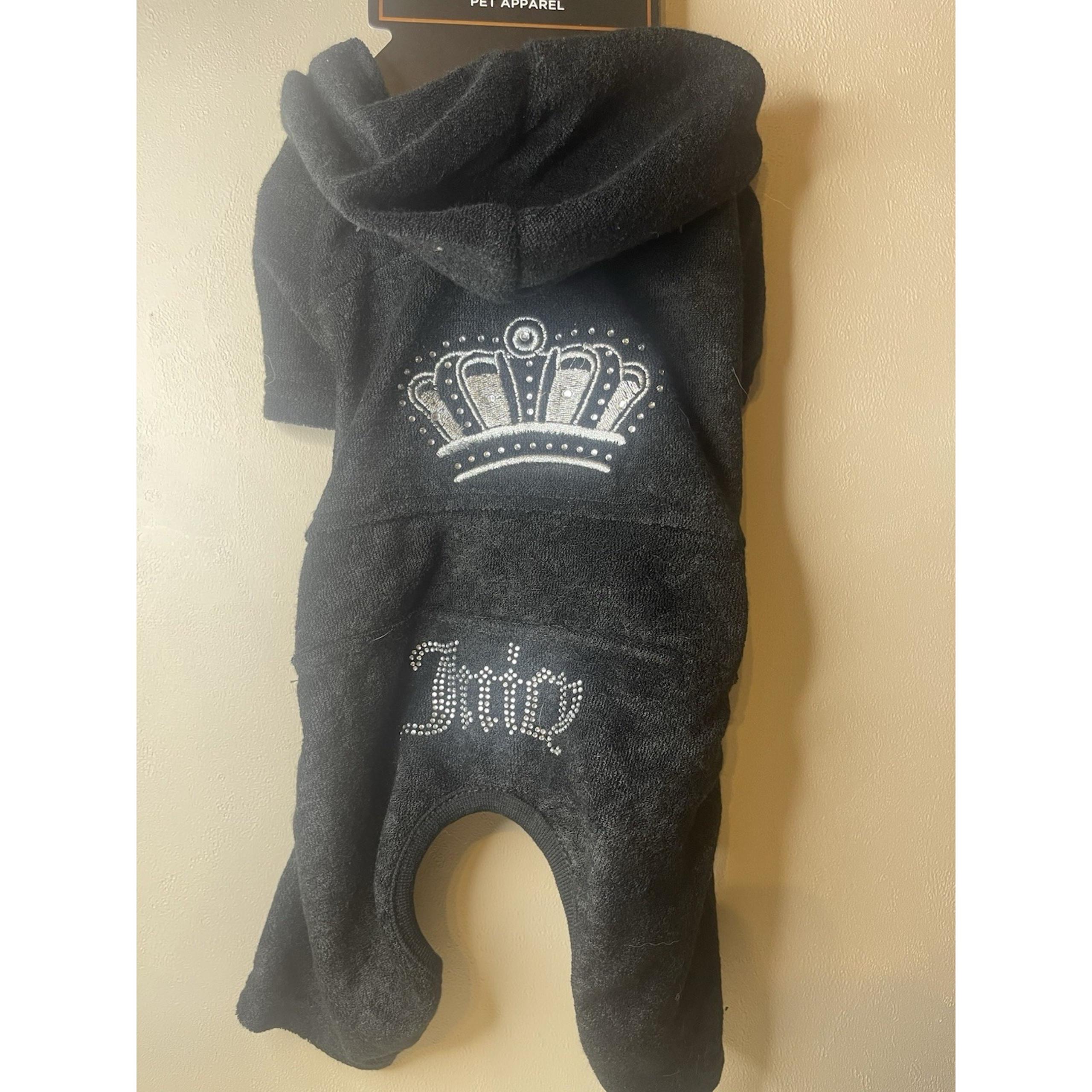 Juicy Couture Velour Cloth Dog Tracksuit Hoodie Black XS/S