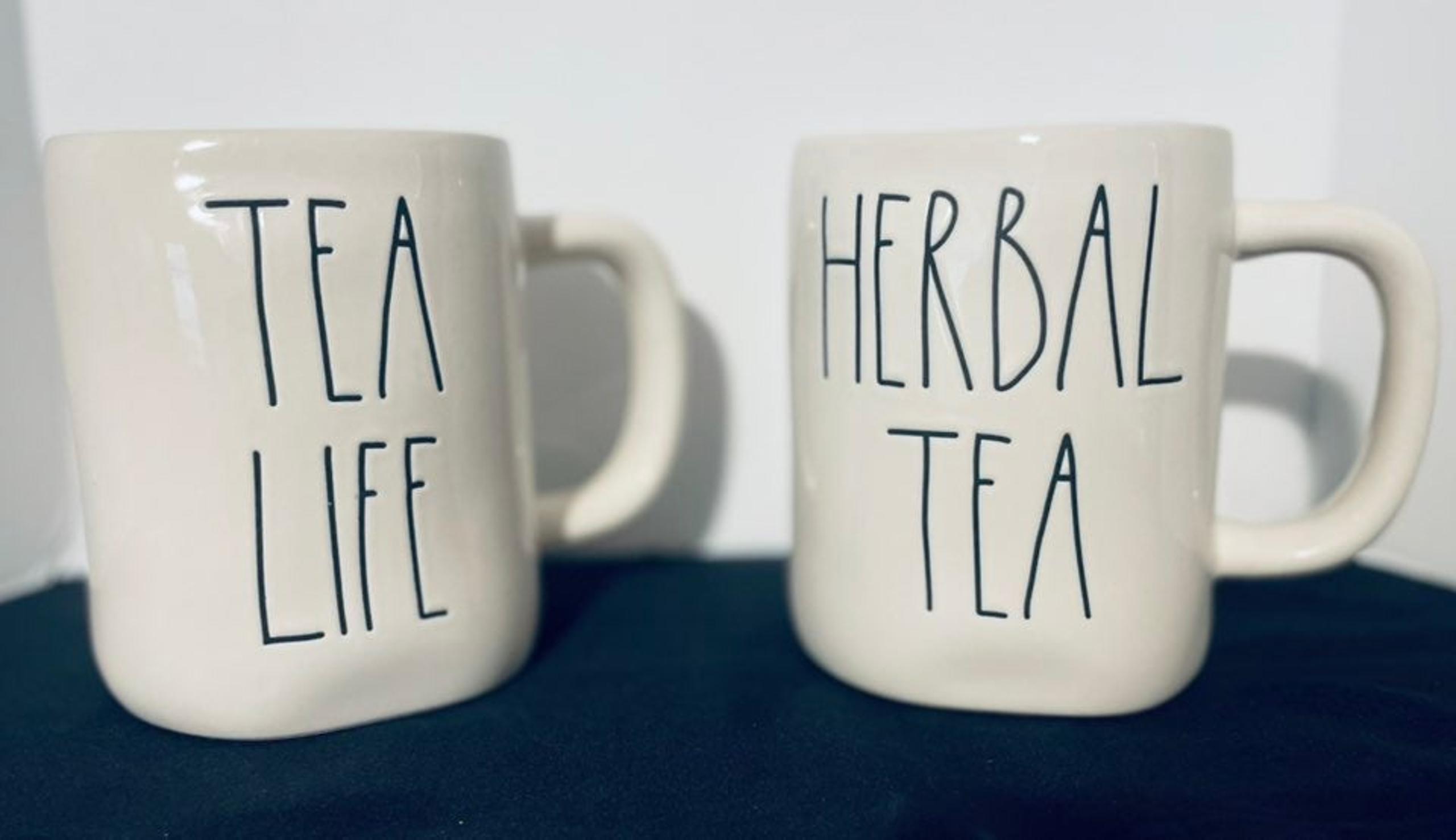 Magenta Rae Dunn Artisan Large Coffee Cups/Mugs TEA LIFE & HERBAL TEA