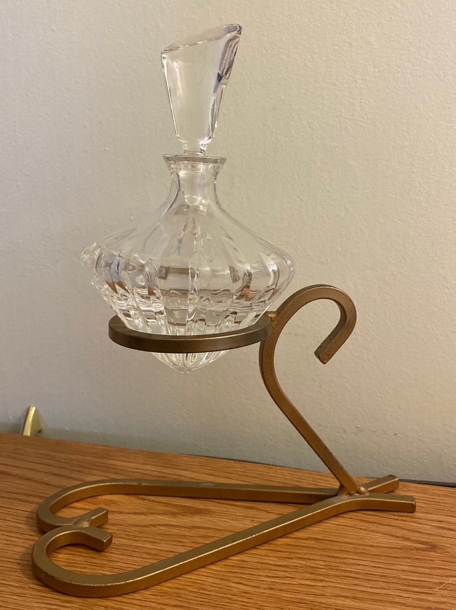 Vintage Crystal Perfume Bottle with Stand