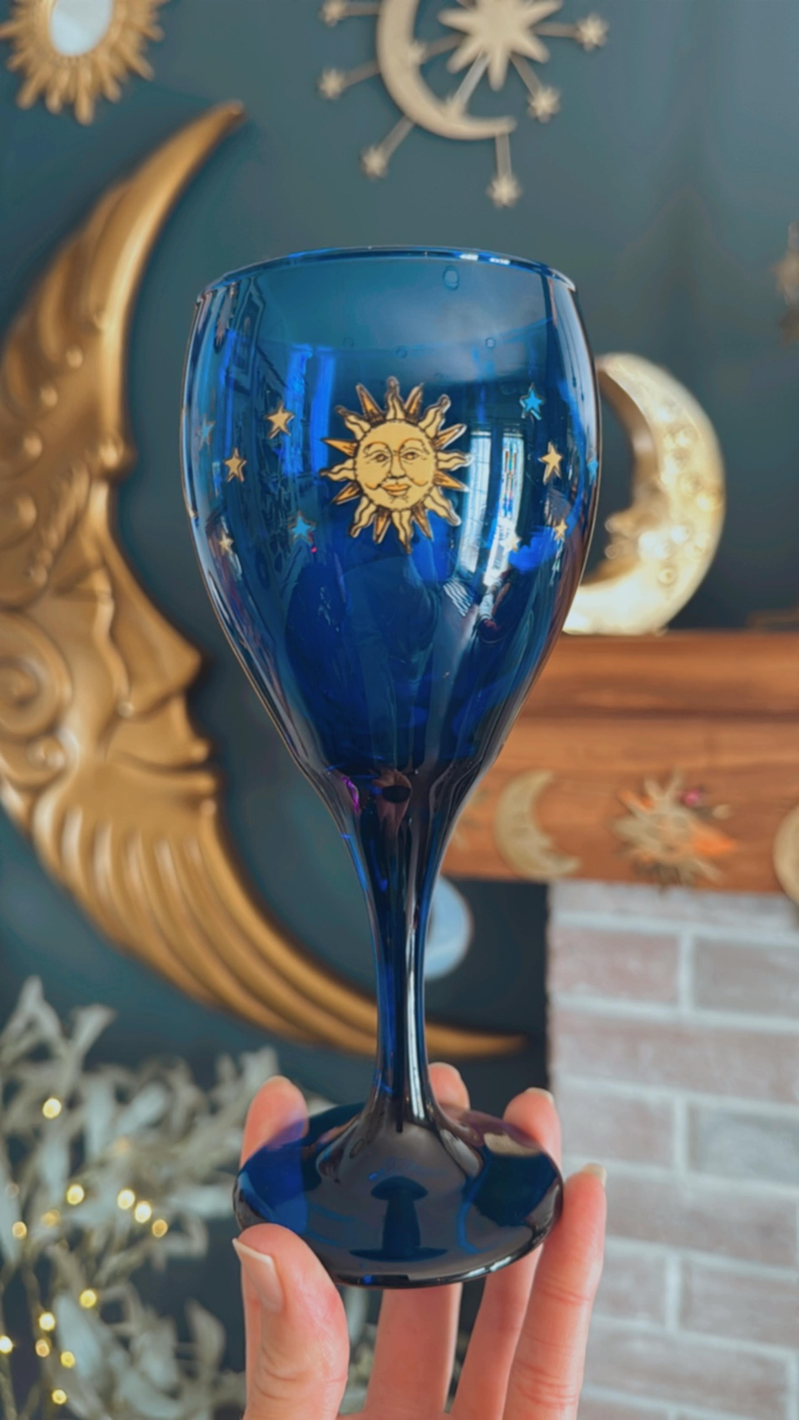 Vintage Libbey Celestial/Whimsigoth Wine Glass