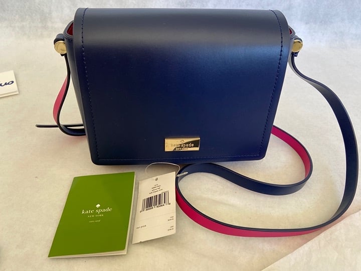 NEW Kate Spade Avva Arbour Hill Crossbody Flap Bag Purse Indigo/sweetheart Pink