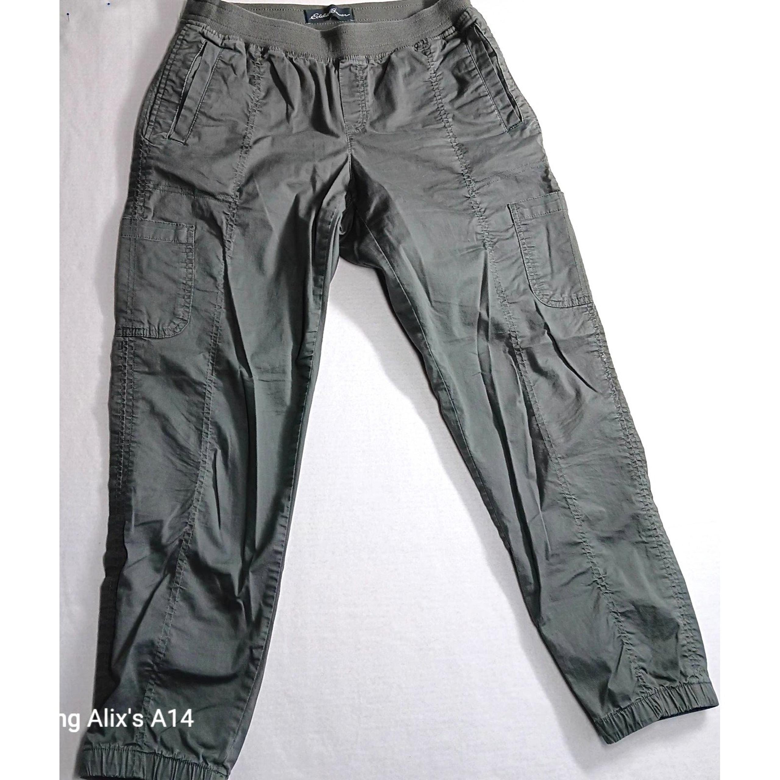 Eddie Bauer Women Pants Size 8 Mility Green Cargo Capri Hiking Cotton Blend