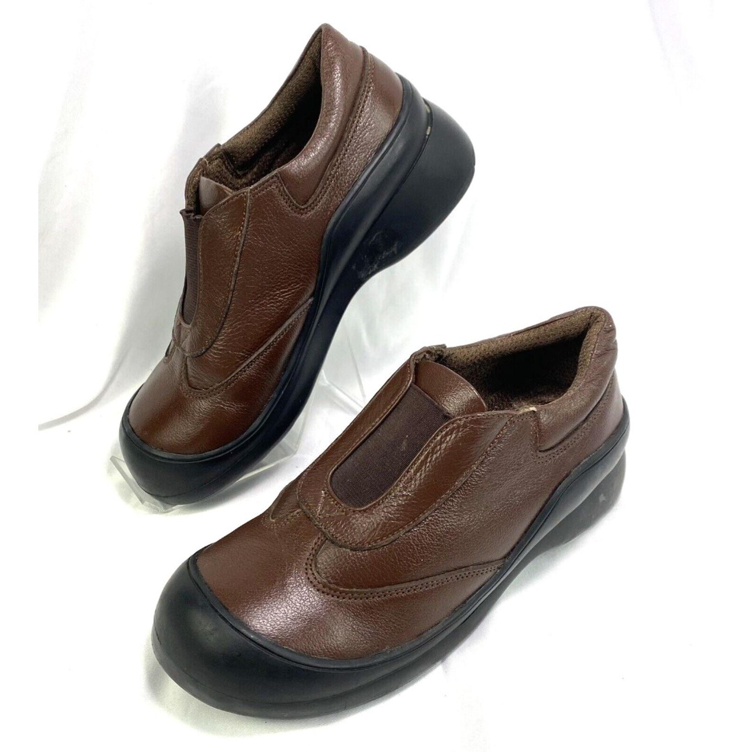 Mephisto Leather Clog Womens Size US 5.5 (8.8 in) Brown Slip-On Wedge Shoes***