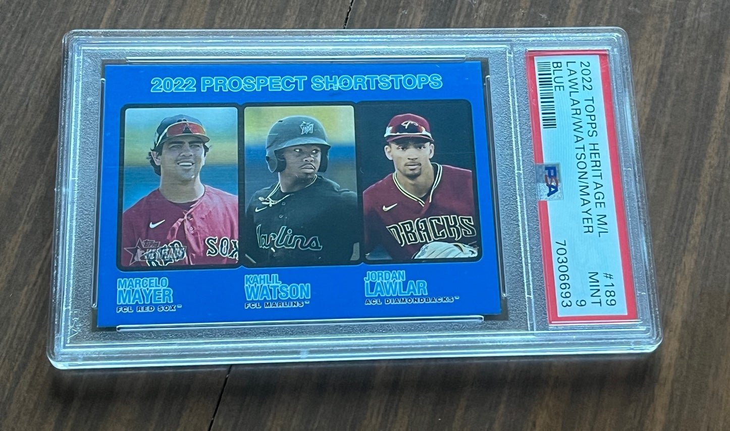2022 Topps Heritage BLUE #d / 99 Mayer / Watson PSA 9