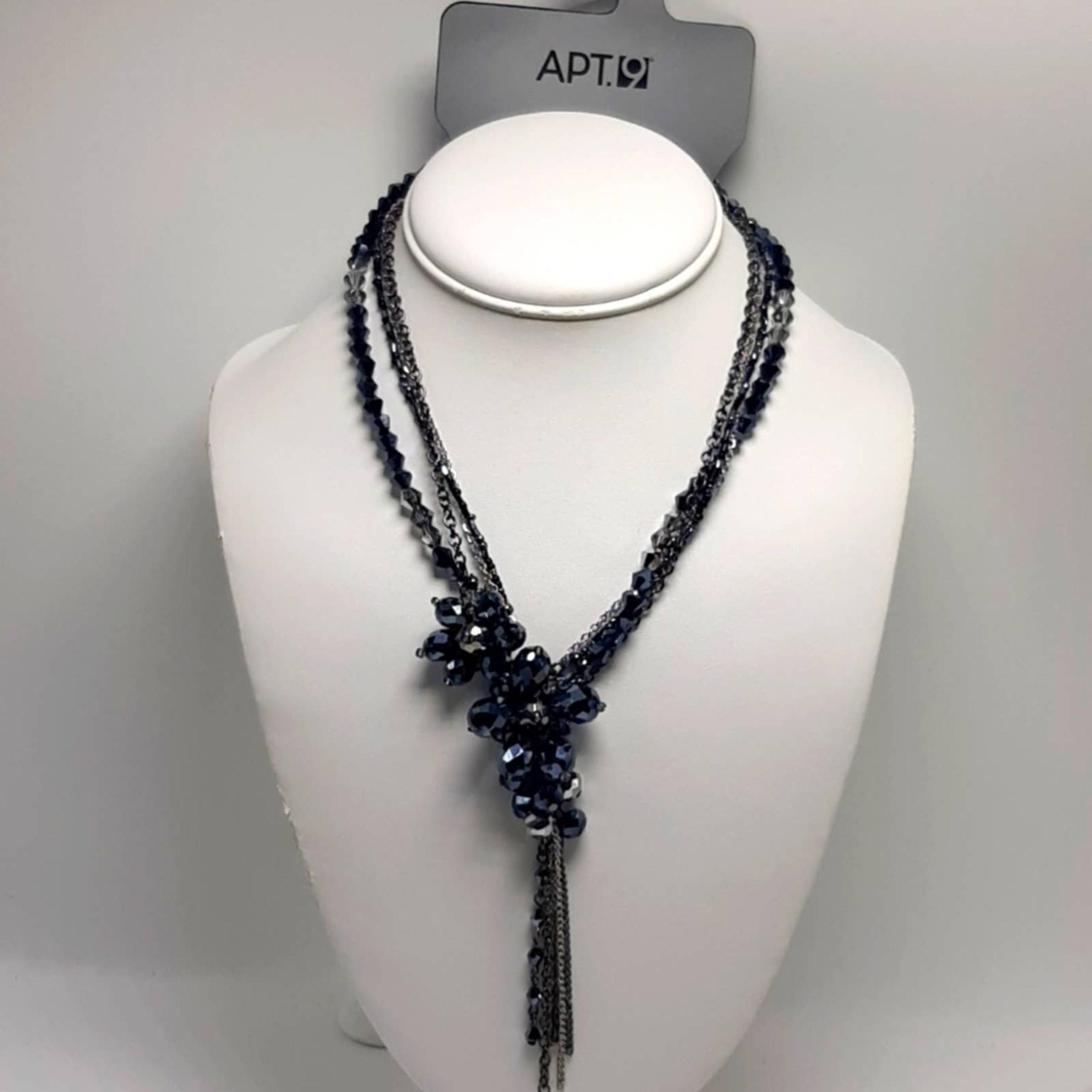 NWT Apt. 9 Kohls Dark Blue Aurora Borealis Floral Jeweled Statement Necklace