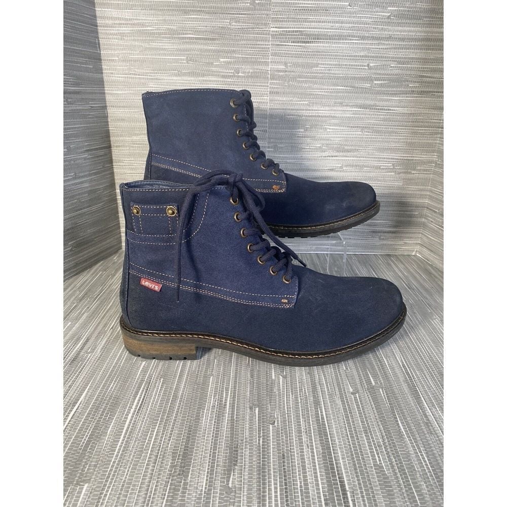 Levis Men's Sheffield Ankle Casual/Work Boots Blue Chambray Suede Lace Up SZ 10