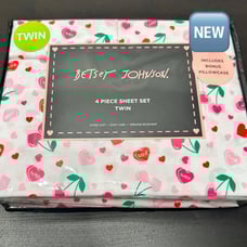 Betsey Johnson Sweet Tart Cherries Microfiber Pink/Red TWIN SHEET SET
