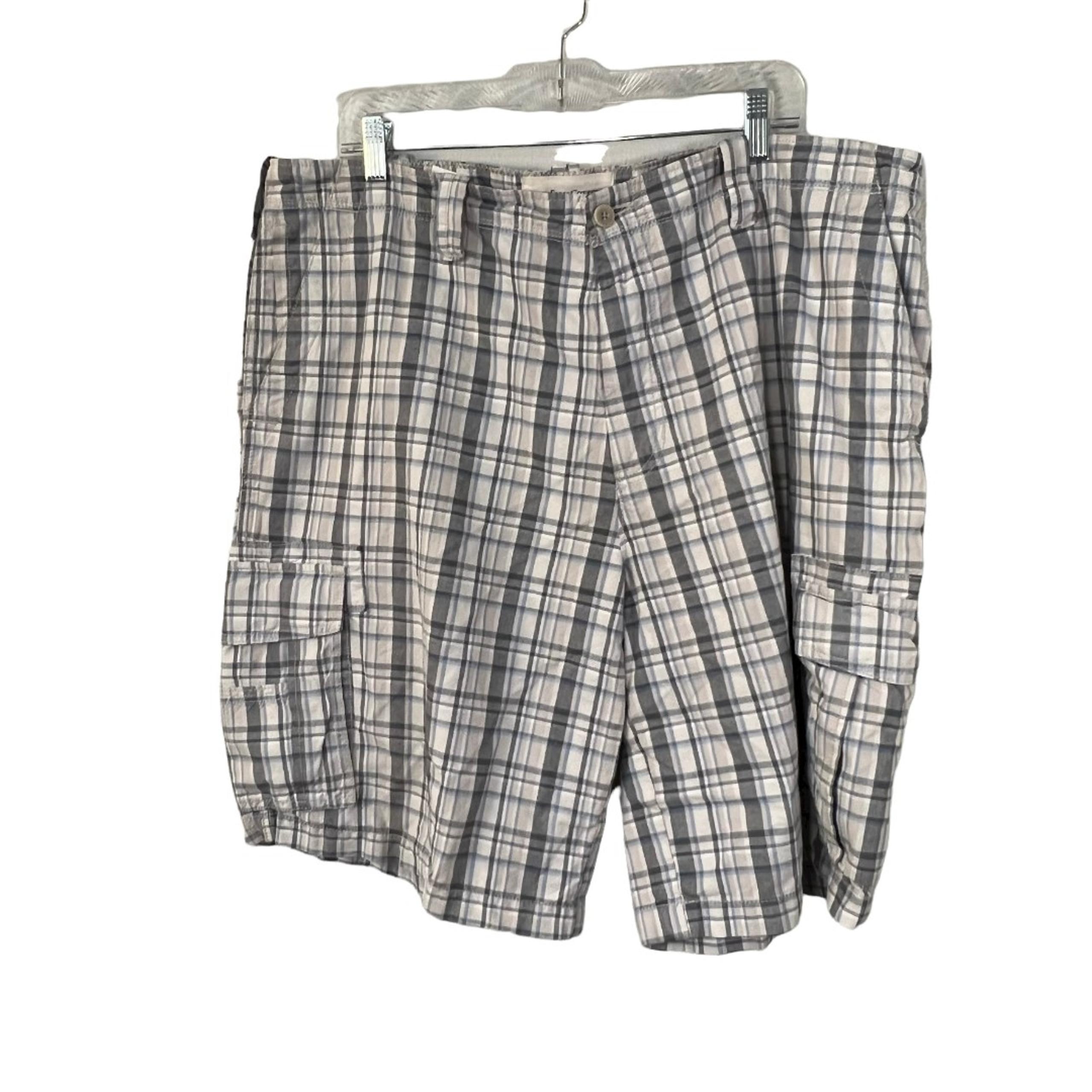 Perry Ellis Cottons Blue and Cream Plaid Shorts Men's Size 40