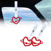 BRAND NEW 2PCS SPACE HEART RED JDM TSURIKAWA RING White Handle Strap Drift Charm
