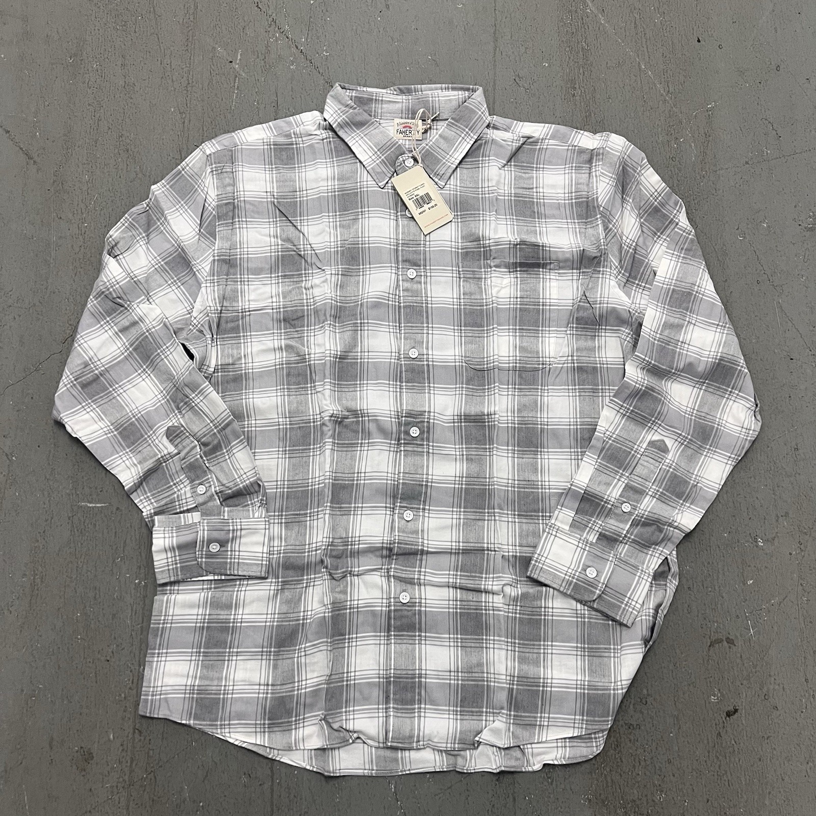 Faherty Men's The All Time White Fossil Plaid Shirt Size XXL