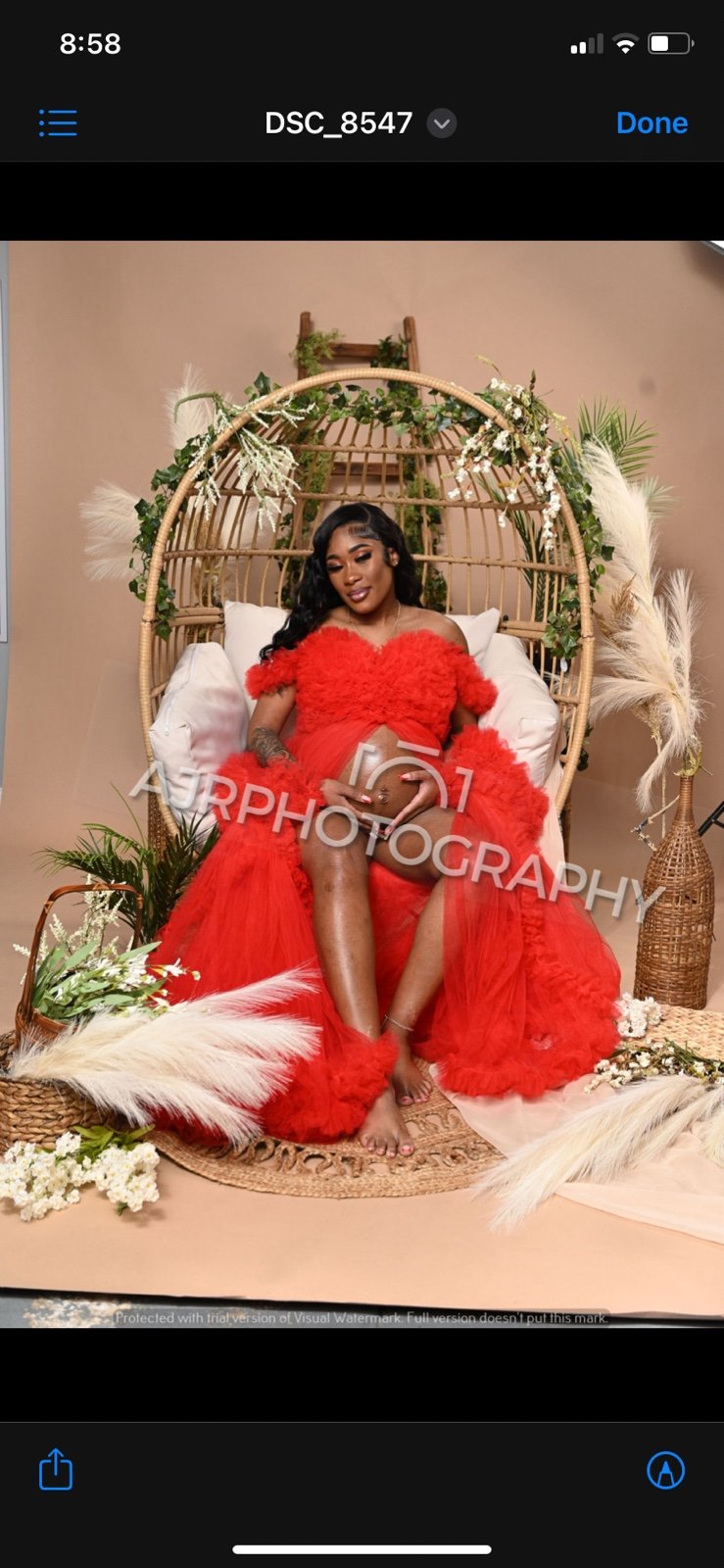 Puffy Tulle Robe for Maternity Photoshoot Ruffles V Neck Illusion Bridal Lingeri