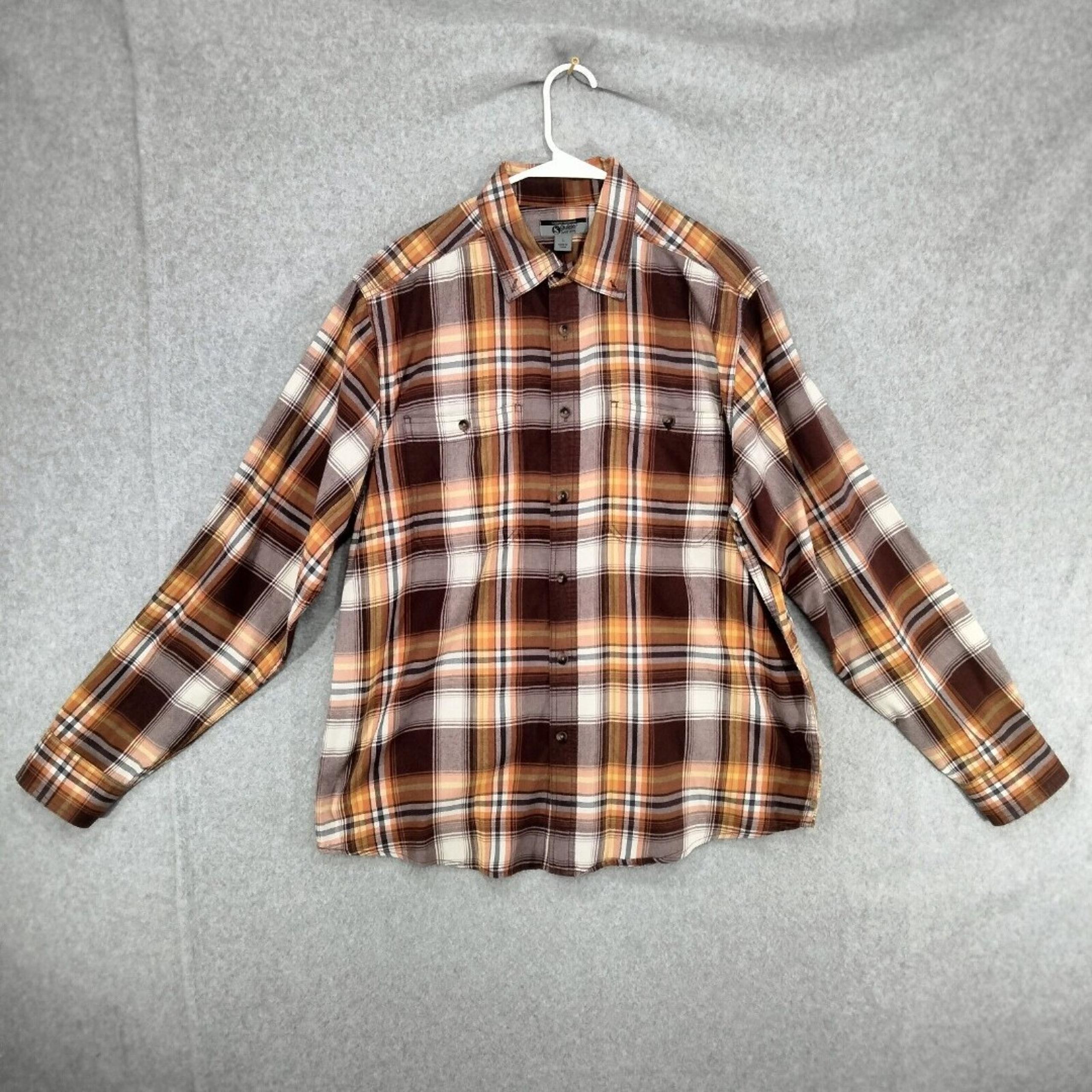 Gander Mountain Guide Series Button Down Shirt Mens Large Plaid Vented Outdoor