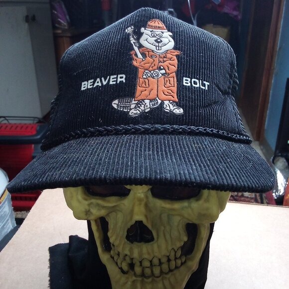 Vintage Beaver Bolt Corduroy Snap Back Rope Hat Cap