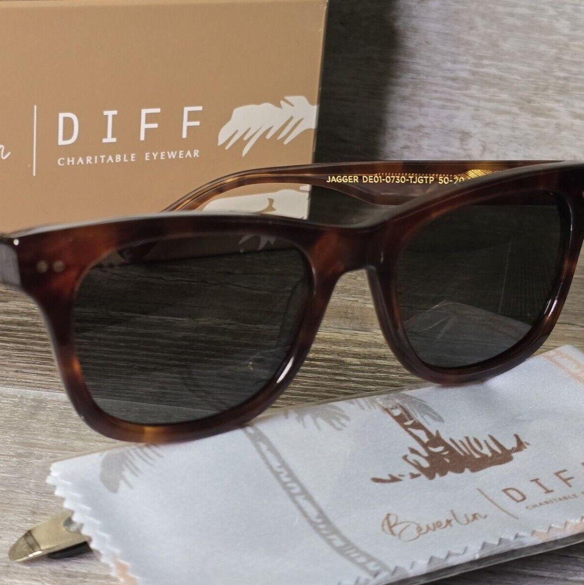 NIB Diff Eyewear Beverlin JAGGER Salted Caramel g15 Polarized Sunglasses FREE SP