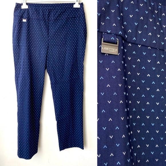 NEW Lisette Montreal Navy Pull-On Stretch Ankle Pants size 12
