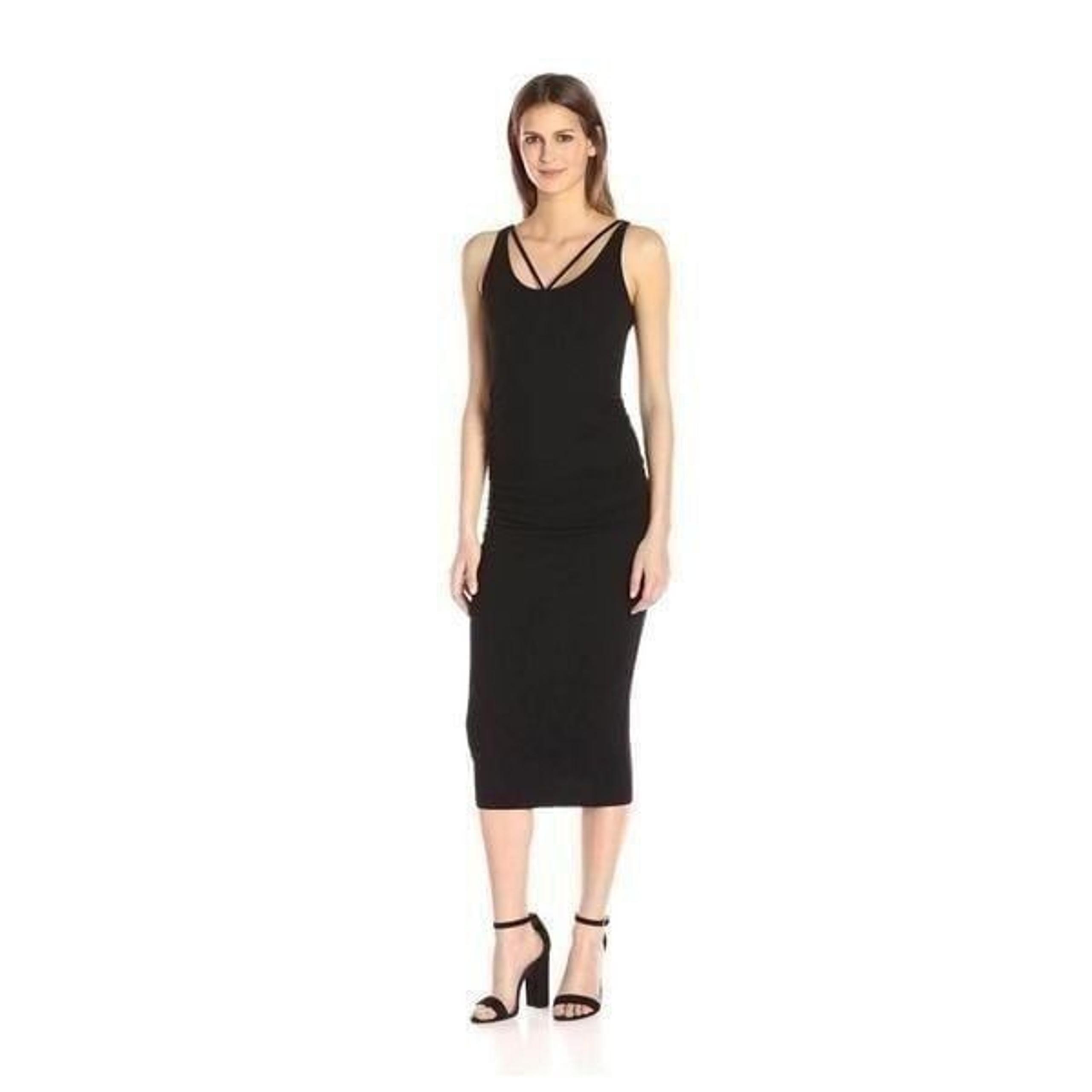 Michael Stars Charcoal Gray Jersey Knit Ruched MIDI Dress
