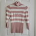 Bebe Small Pink and White Striped Nylon Turtleneck