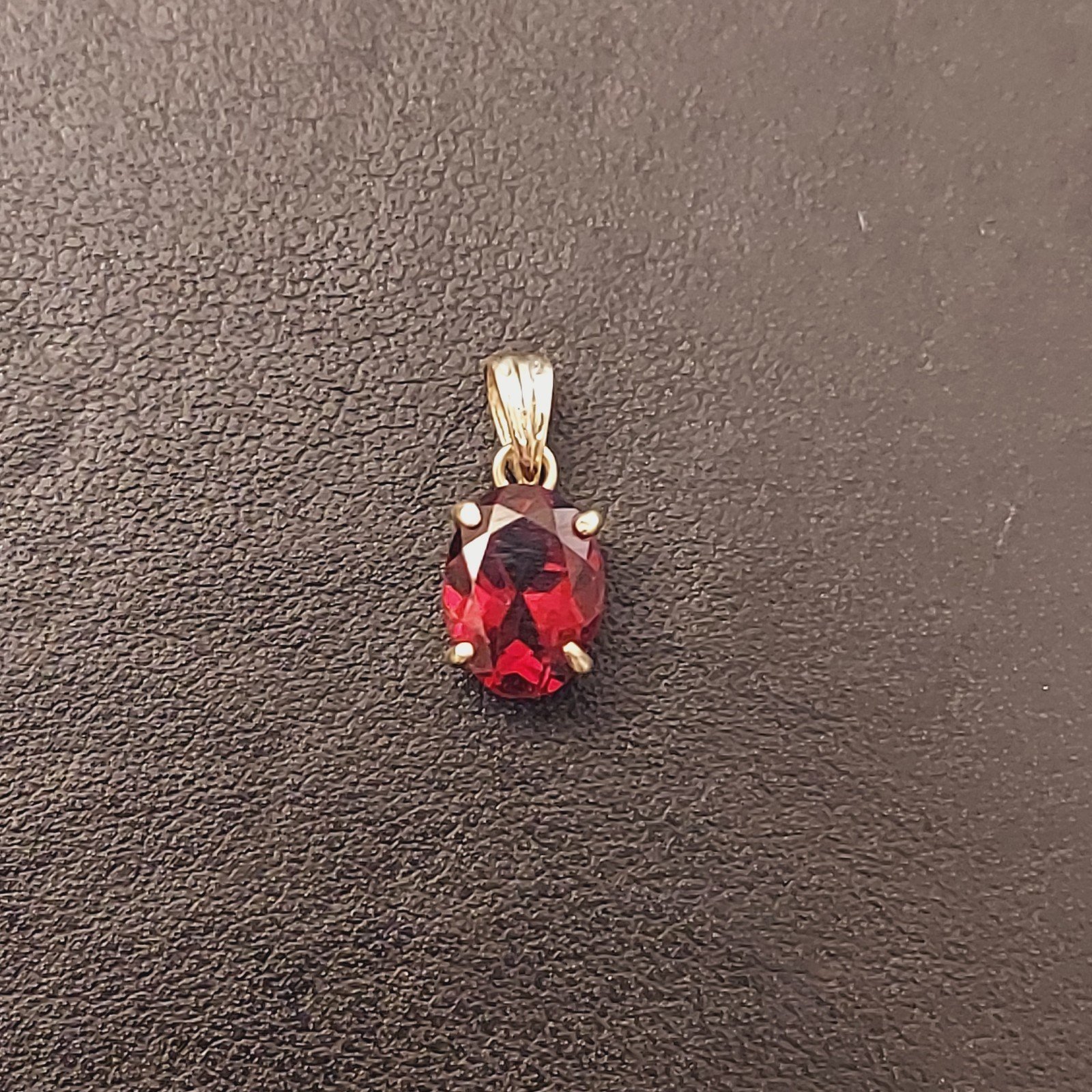 14K Gold Oval Garnet Accent Pendant