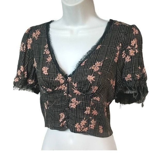 Urban Outfitters Romantic Goth fairy crop top floral bustie girlychic flirty M