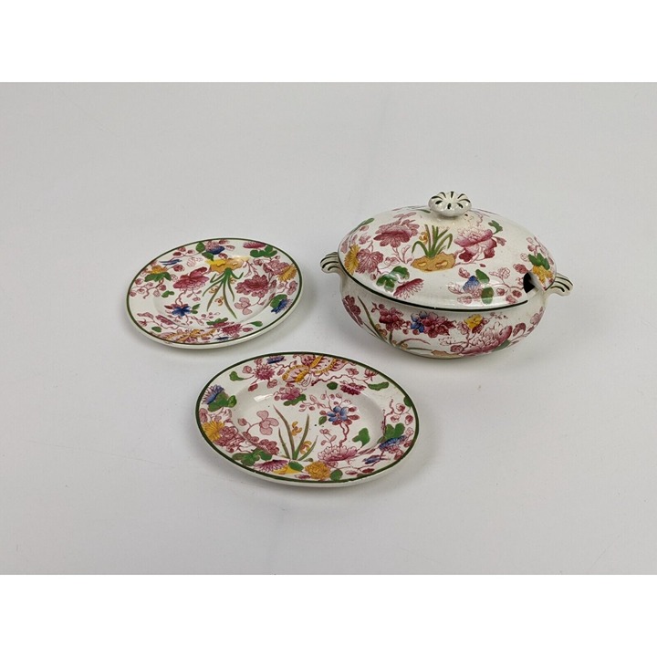 Wedgwood Etruria England Small Plates Sugar Bowl Floral Set of 3 Vintage