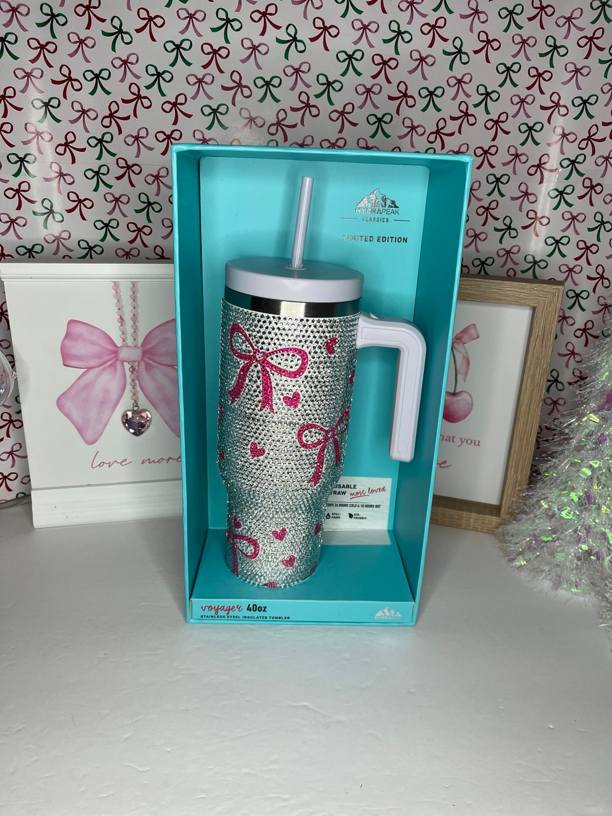 Rhinestone Pink Bow Tumbler-Limited Edition