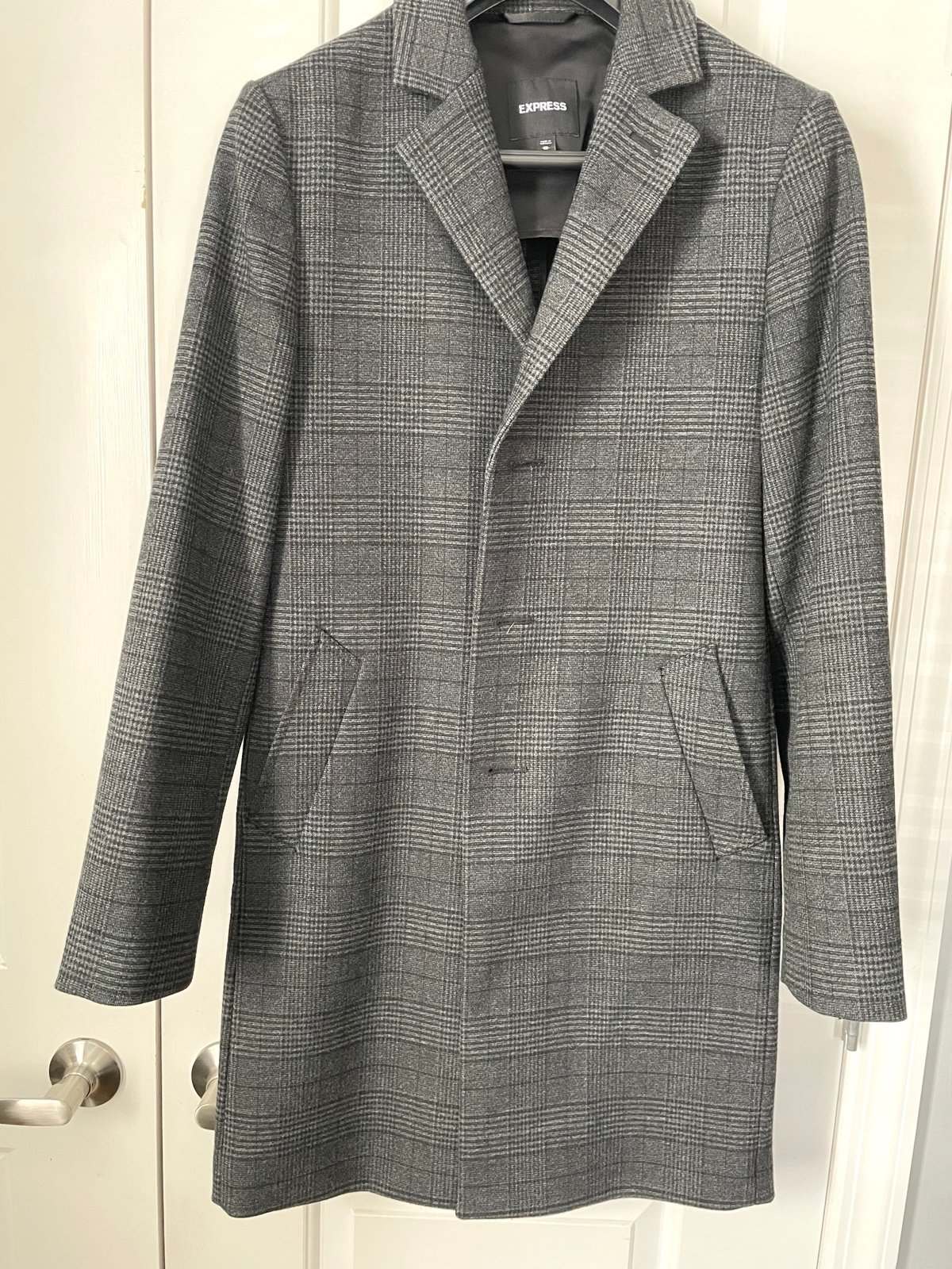 Charcoal Plaid Topcoat by Express