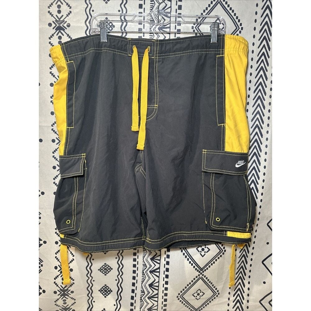 Y2K Nike Swim Shorts Men XL- Gray/Yellow