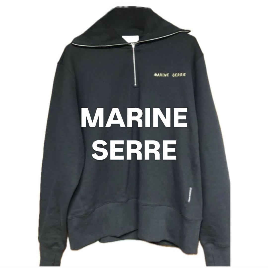 MARINE SERRE Black Half-Zip Sweatshirt