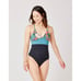 Carve Designs Dahlia Recycled Floral Colorblock Blue Black One Piece Swimsuit M