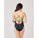 Carve Designs Dahlia Recycled Floral Colorblock Blue Black One Piece Swimsuit M