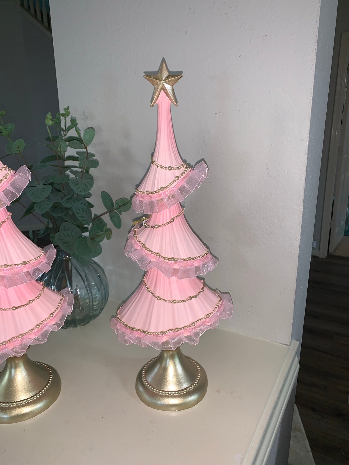 Cupcakes and Cashmere Pink & Gold Christmas Tree w/ Pink Ruffle Trim