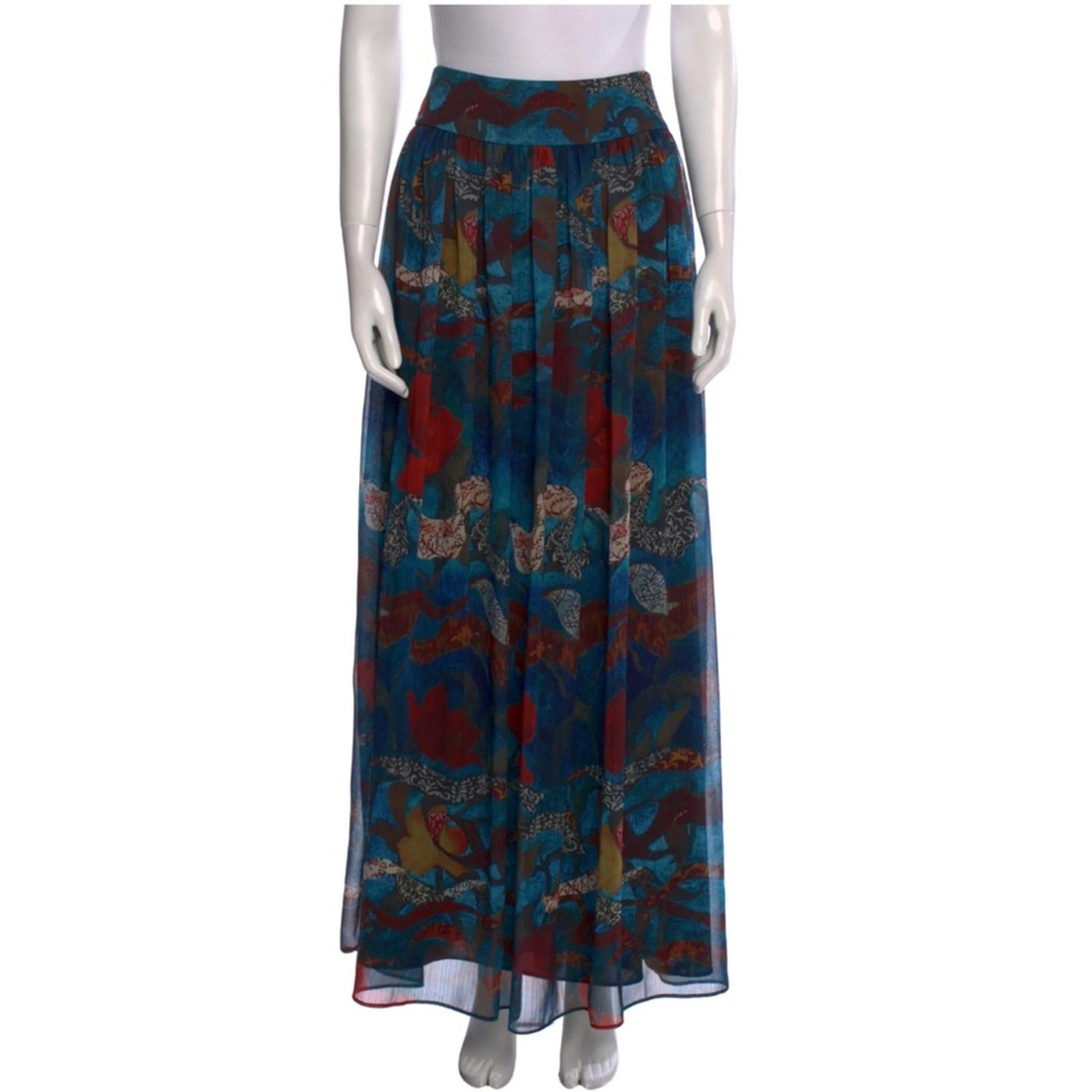 Alice + Olivia Blue and Red Print Maxi Skirt